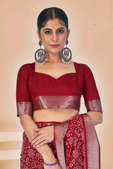 Maroon Dola Silk Patola Print Saree