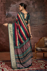Multi Velvet Tusser Silk  Leheriya Saree