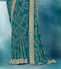 Sea Green Weightless Bandhani Print Saree