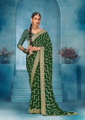 Green Weightless Bandhani Print Saree-JHMR2005