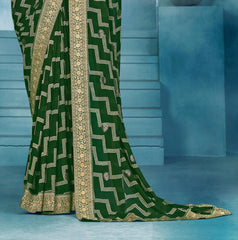 Green Weightless Bandhani Print Saree