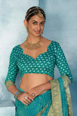 Aqua Green Weightless Bandhani Print Saree