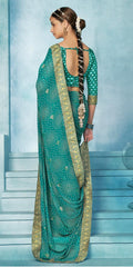 Aqua Green Weightless Bandhani Print Saree