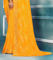 Yellow Weightless Bandhani Print Saree