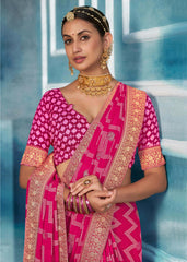 Pink Weightless Bandhani Print Saree