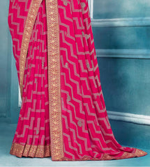 Pink Weightless Bandhani Print Saree