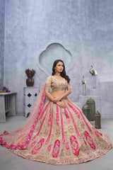 Lehenga Choli brodé en soie organza marron