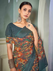 Multi Nylon Chiffon Golden Saree