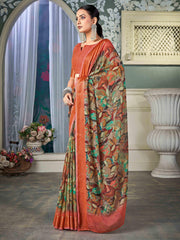 Multi Nylon Chiffon Golden Saree