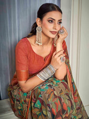 Multi Nylon Chiffon Golden Saree