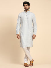 Ensemble pyjama Kurta en coton bleu clair à paillettes pour homme