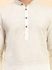 Men's Off White Cotton Woven Kurta Pajama Set