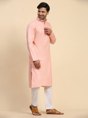 Ensemble pyjama Kurta en coton tissé rose bébé pour homme