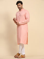 Ensemble pyjama Kurta en coton tissé rose bébé pour homme