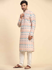 Ensemble pyjama Kurta à imprimé numérique en coton multicolore Rado pour homme