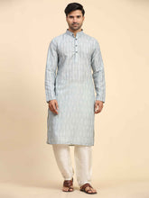 Men's Grey Rado Cotton Digital Print Kurta Pajama Set