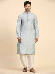 Ensemble pyjama Kurta à imprimé numérique en coton gris Rado pour homme