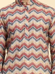 Ensemble pyjama Kurta en coton à imprimé chevrons multiples pour hommes