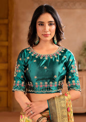 Cream Silk Blend Position Brasso with Foil Saree