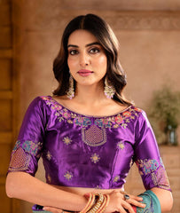 Pink Silk Blend Position Brasso with Foil Saree