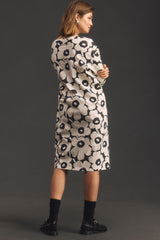 Pale Pink Poly Rayon Round Regular Floral Print Below Knee Dress