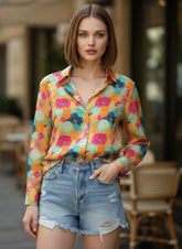 Multi Satin Printed Bohemian Shirt