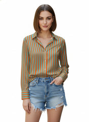Multi Satin Printed Striped Shirt