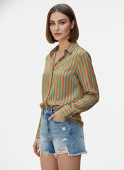 Multi Satin Printed Striped Shirt