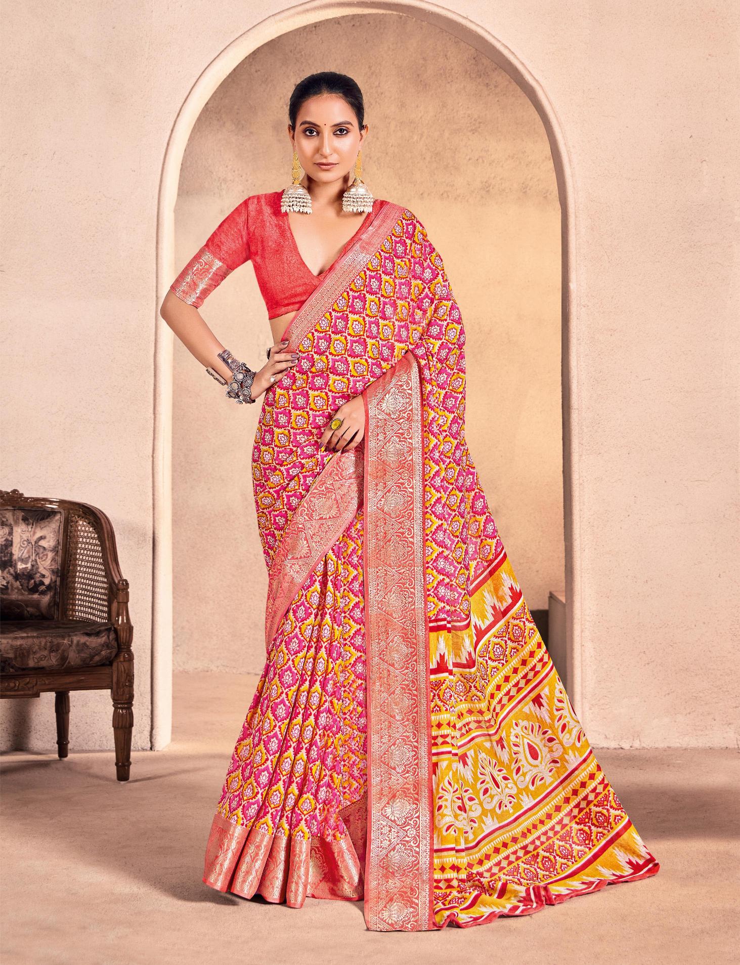 Pink Mass Melo Kasab Jacquard Border Saree-RDHM1001