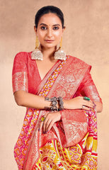 Pink Mass Melo Kasab Jacquard Border Saree