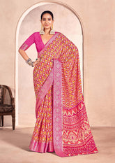 Pink Mass Melo Kasab Jacquard Border Saree-RDHM1002