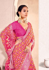 Pink Mass Melo Kasab Jacquard Border Saree