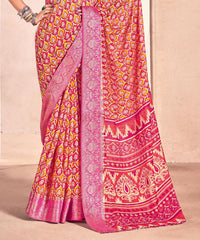 Pink Mass Melo Kasab Jacquard Border Saree