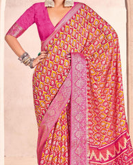 Pink Mass Melo Kasab Jacquard Border Saree