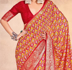Yellow Mass Melo Kasab Jacquard Border Saree
