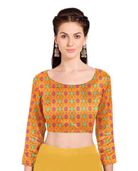 Yellow Chiffon Foil Digital Print Saree