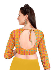 Yellow Chiffon Foil Digital Print Saree