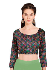 Green Chiffon Foil Digital Print Saree