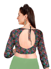 Green Chiffon Foil Digital Print Saree