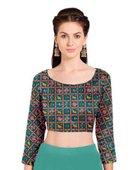 Sea Green Chiffon Foil Digital Print Saree