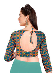 Sea Green Chiffon Foil Digital Print Saree