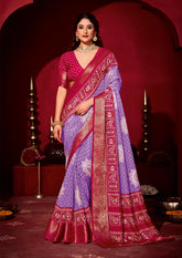 Purple Dola Silk Bandhani Print Saree-SKHA1001