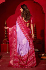 Purple Dola Silk Bandhani Print Saree