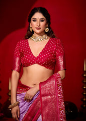 Purple Dola Silk Bandhani Print Saree