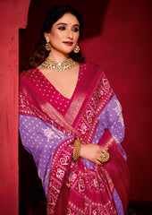 Purple Dola Silk Bandhani Print Saree