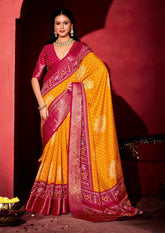 Yellow Dola Silk Bandhani Print Saree-SKHA1002