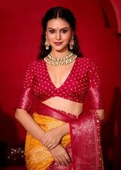 Yellow Dola Silk Bandhani Print Saree