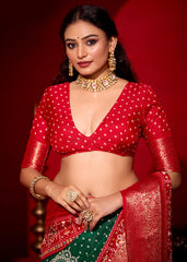 Green Dola Silk Bandhani Print Saree