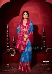 Light Blue Dola Silk Bandhani Print Saree-SKHA1006