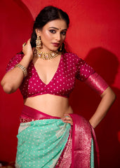 Sea Green Dola Silk Bandhani Print Saree